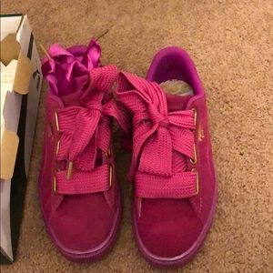 Puma Suede Heart Sneakers in Ultra Magenta